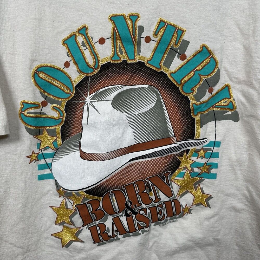 VTG Country Born And Raised Single Stitch T Shirt Western Men's Size XL Oneita - Picture 2 of 10
